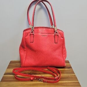 Beautiful Coach Prairie Satchel Red Pebble Leather w Crossbody